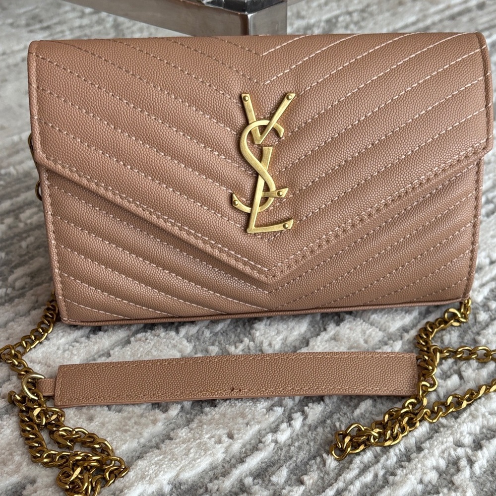 Luxury Designger YSL VIBE Tan Shoulder  Chain Bag
